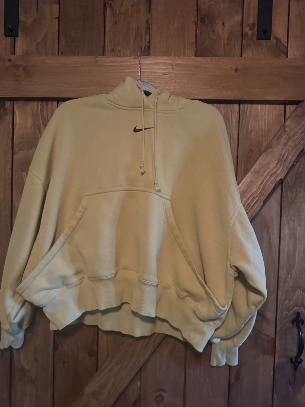 Nike Yellow Cropped Hoodie with Swoosh